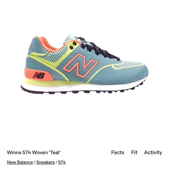 New Balance 574 Woven Teal Women’s Sneakers Shoes 5 35 Mint Green Fabric Neon - Picture 2 of 12